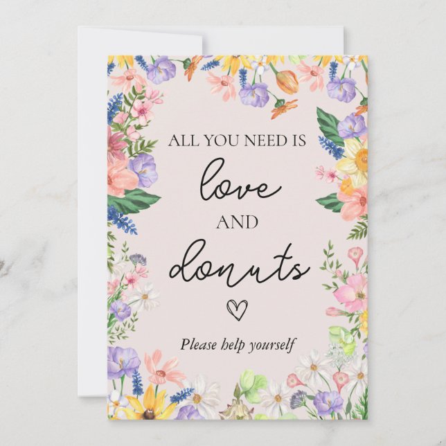 Wildblomma Vår Kärlek och Dount Bröllop kort (Framsida)