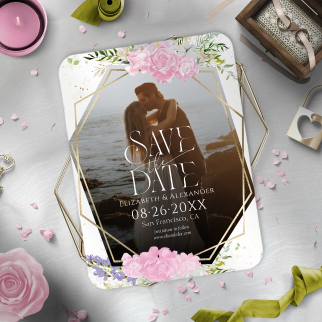 Wildblomma Vår Photo Bröllop spara datum Magnet (Skapare uppladdad)