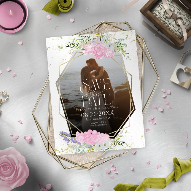 Wildblomma Vår Photo Bröllop spara datum Vykort (Skapare uppladdad)