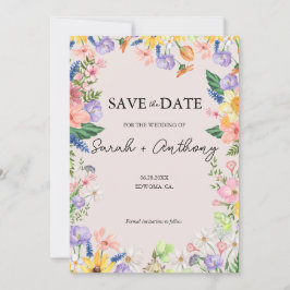 Wildblomma Vår Photo Save Date Card Inbjudningar