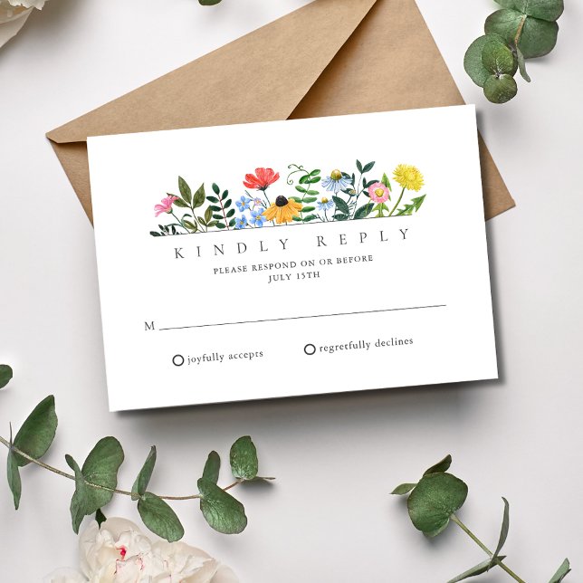 Wildblomma Vår sommar utomhus Bröllop OSA Kort (Wildflower Spring Summer Outdoor Wedding RSVP)