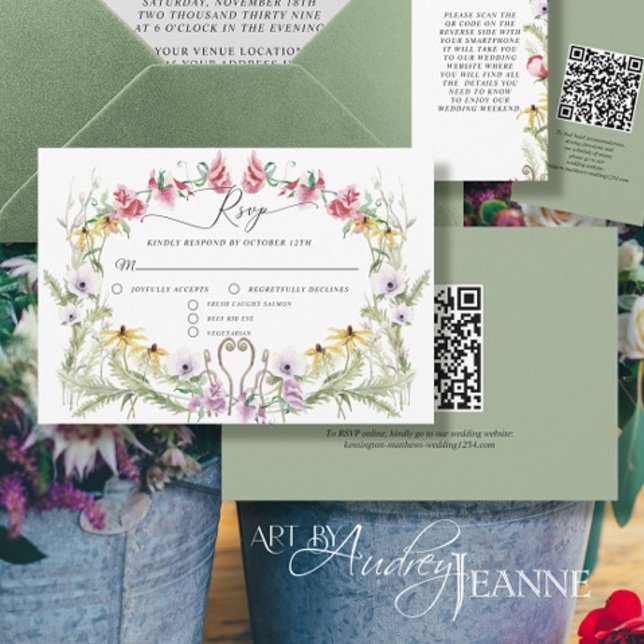 Wildblomma Vår Wandemodern Blommigt QR-kod OSA Kort (Skapare uppladdad)