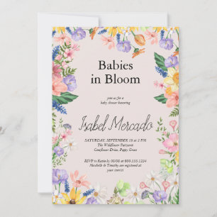 Wildblomma Vår Watercolor Spädbarn i Bloom Inbjudningar