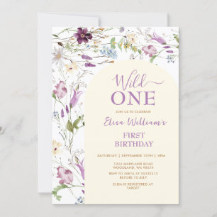 Wildblomma Vild ONE Butterfly Birthday-inbjudan Inbjudningar