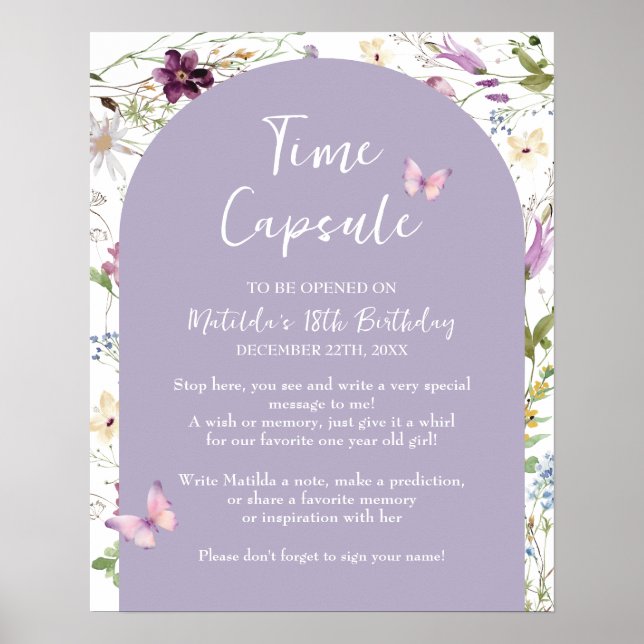 Wildblomma Vild ONE Butterfly Garden Time Capsule Poster (Framsidan)