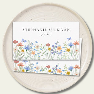 Wildblomma Watercolor Florist Visitkort