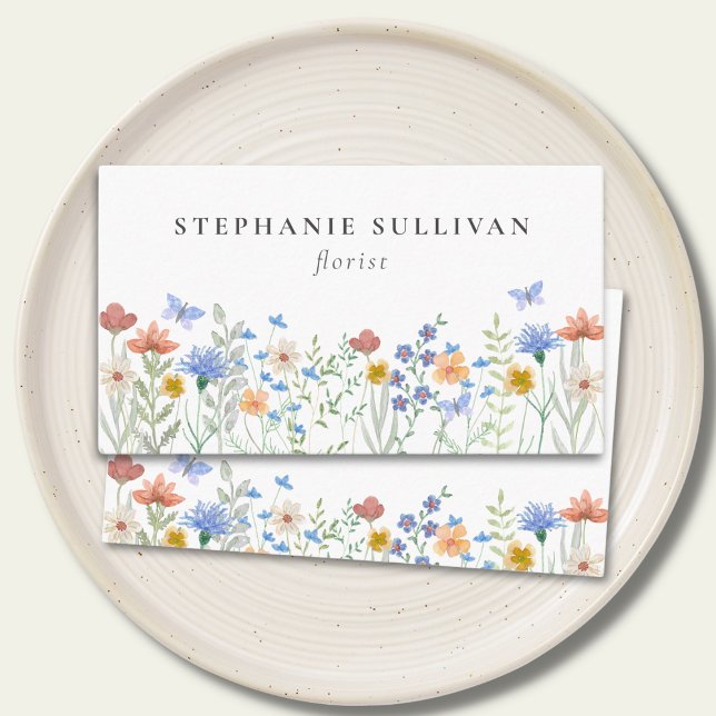 Wildblomma Watercolor Florist Visitkort (Skapare uppladdad)