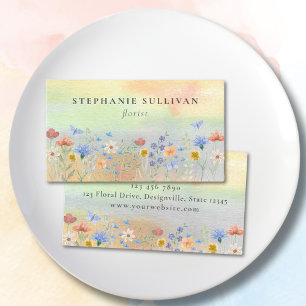 Wildblomma Watercolor Florist Visitkort