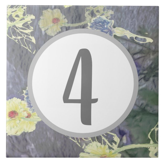WildblommaMenagerie House Enkelsiffrigt nummer Kakelplatta (Framsidan)
