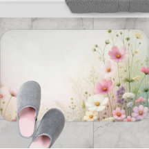 Wildblomman Bath Mat, Cottagecore Bathroom Matta
