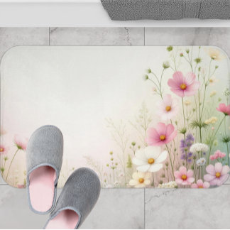 Wildblomman Bath Mat, Cottagecore Bathroom Matta