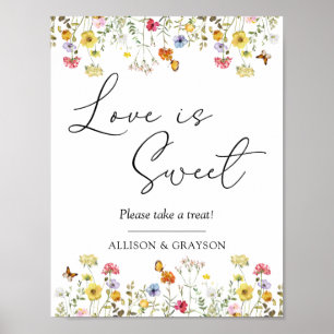 Wildblomman Botanical Bröllop Kärlek är Sweet Favo Poster