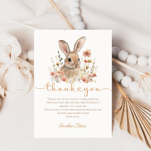 Wildblomman Bunny Girl Birthday Tack för ditt kort