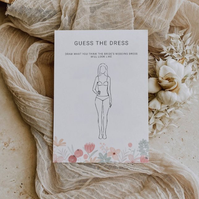 Wildblomman gissar Möhippan Dress Inbjudningar (Wildflower Guess the Dress Bridal Shower Invitation)