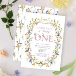 Wildblomman gör om en sommarflicka 1:a födelsedage inbjudningar