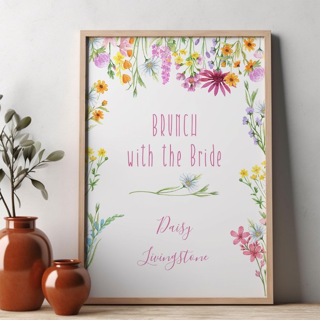 Wildblomman Meadow Brunch med Bride Welcome Poster (Brunch with the Bride welcome poster from Wildflower Meadow collection by Darling & May)