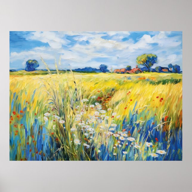 Wildblomman Meadow längs Havel River Poster (Framsidan)