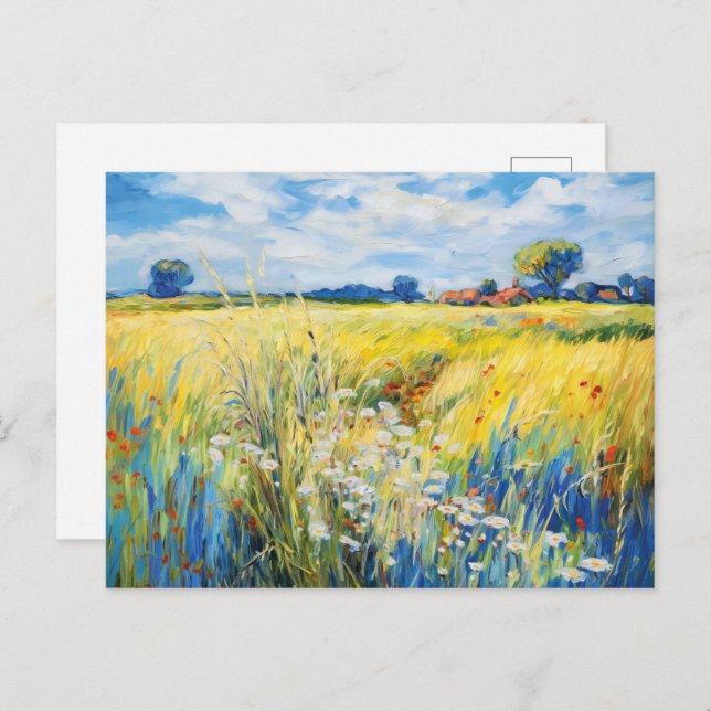 Wildblomman Meadow längs Havel River Vykort (Fram/baksida)