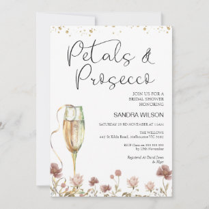 Wildblomman Petals och Prosecco Möhippa Inbjudningar