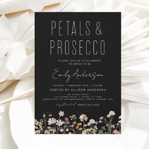 Wildblomman Petals & Prosecco-inbjudan Flygblad