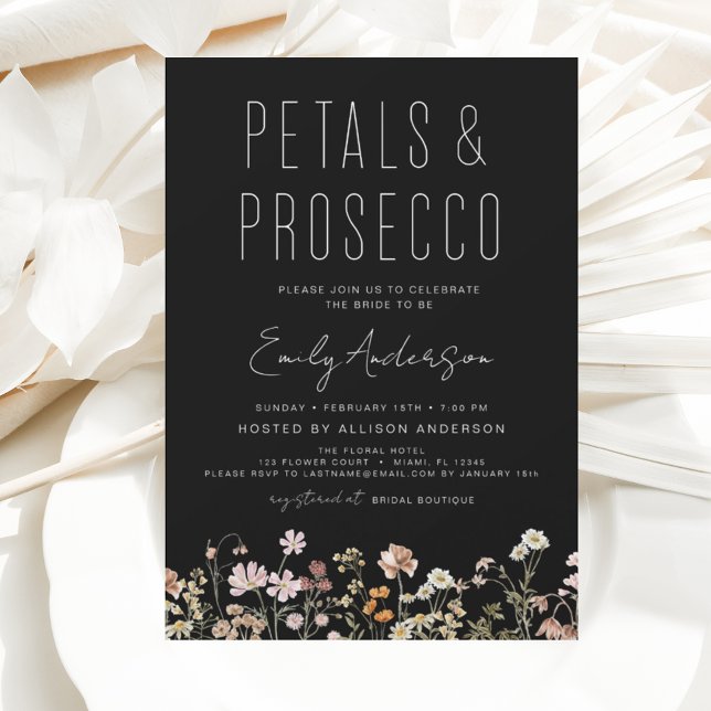 Wildblomman Petals & Prosecco-inbjudan Flygblad (Skapare uppladdad)