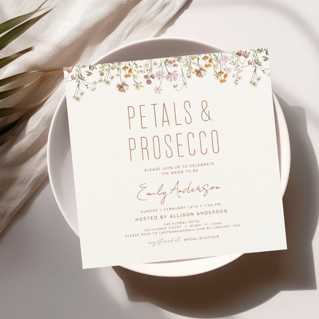 Wildblomman Petals & Prosecco Möhippa Garden Inbjudningar (Skapare uppladdad)