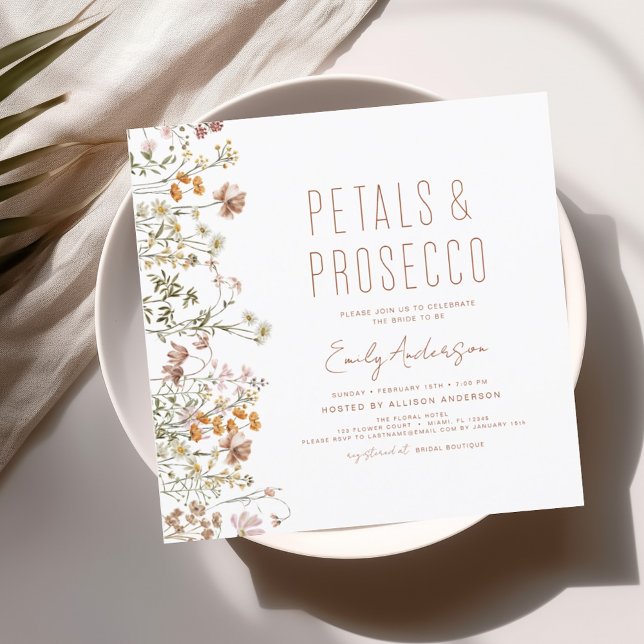 Wildblomman Petals & Prosecco Möhippa Garden Inbjudningar (Skapare uppladdad)