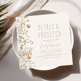 Wildblomman Petals & Prosecco Möhippa Garden Inbjudningar