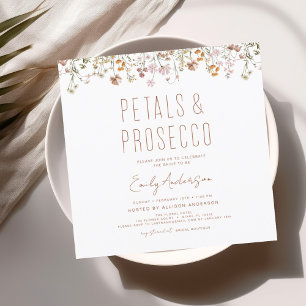 Wildblomman Petals & Prosecco Möhippa Garden Inbjudningar