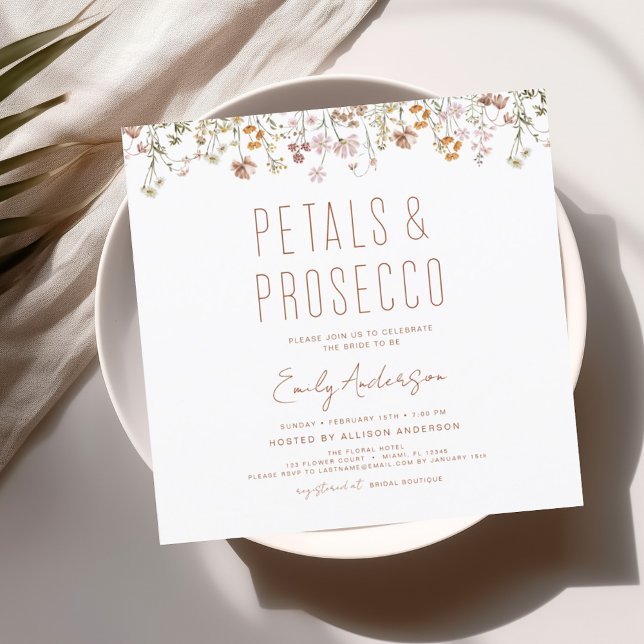 Wildblomman Petals & Prosecco Möhippa Garden Inbjudningar (Skapare uppladdad)