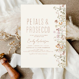 Wildblomman Petals & Prosecco Möhippa Garden Inbjudningar