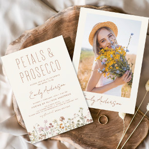 Wildblomman Petals & Prosecco Möhippa Photo Inbjudningar