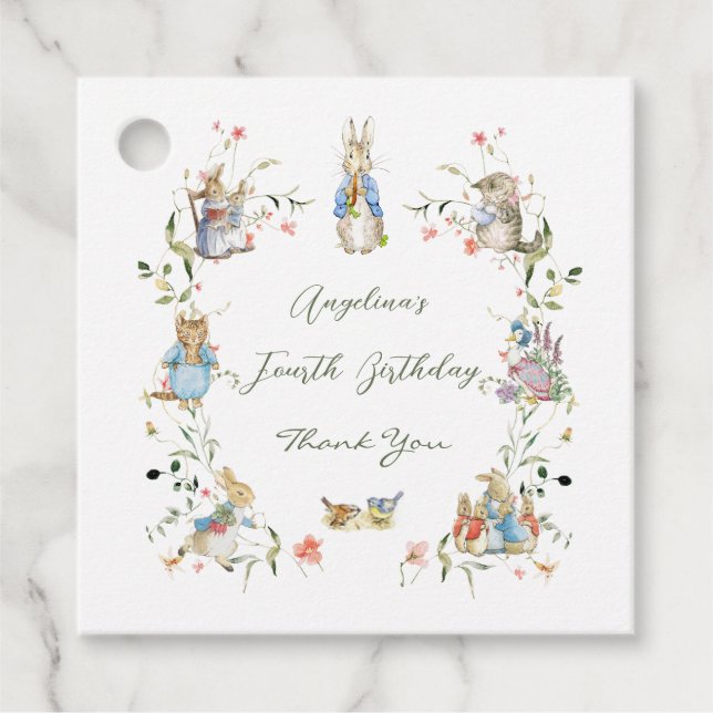 Wildblomman Peter från Rabbit Birthday Gåvor Etiketter (Framsida)