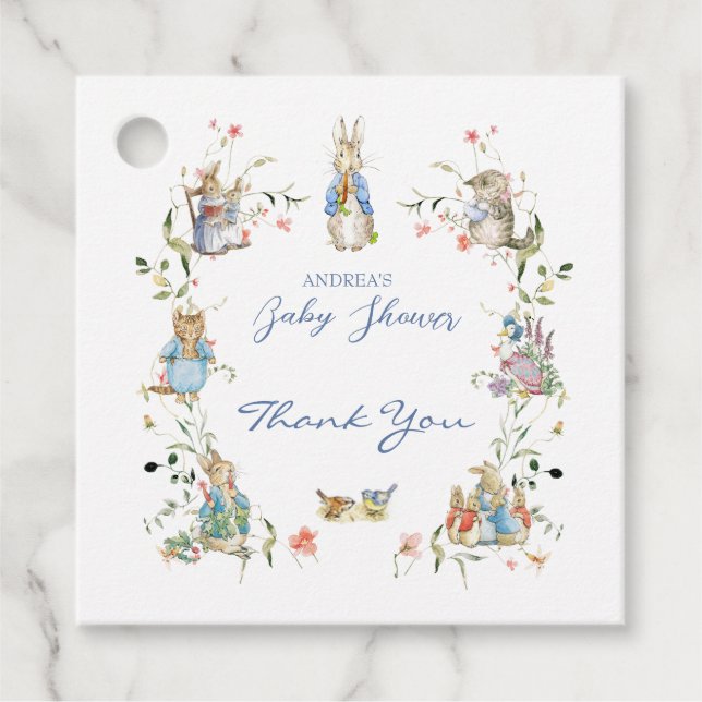 Wildblomman Peter, Rabbit Baby Shower Gåvor Etiketter (Framsida)