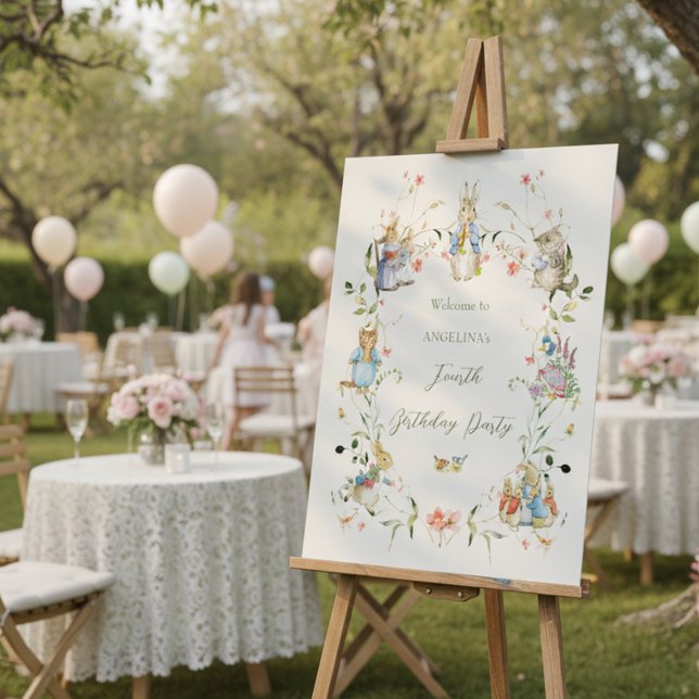 Wildblomman Peter Rabbit Födelsedagsfest Välkommen Poster (Skapare uppladdad)