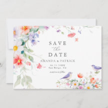 Wildblomman Watercolor Botanical Vår bröllop