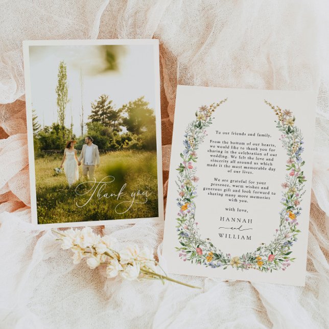 Wildblommans andningsfoto Bröllop Tack Kort (Skapare uppladdad)