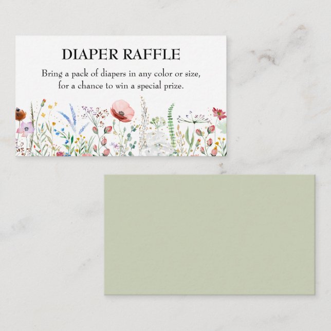 Wildblommans babyskor Diaper Raffle Tilläggskort (Fram/baksida)