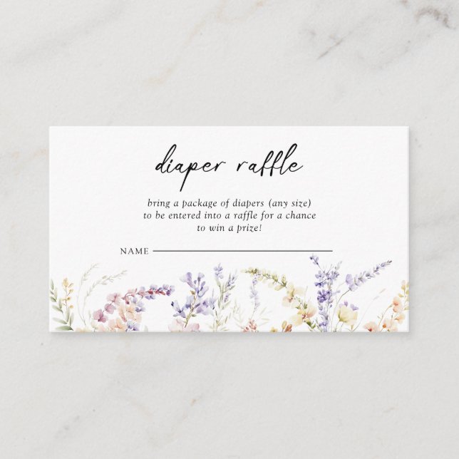 Wildblommans babyskor Diaper Raffle Tilläggskort (Framsida)