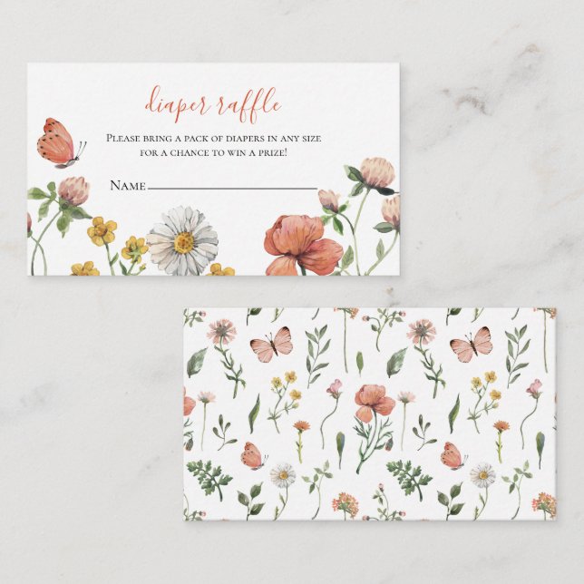 Wildblommans babyskor Diaper Raffle Tilläggskort (Fram/baksida)