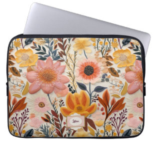 Wildblommans vackra Orange och Rosa Monogram Laptop Fodral
