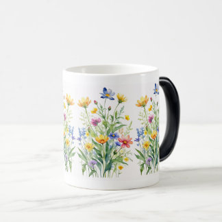 Wildblommans vattenfärg på texturerad tekonst på k magisk mugg