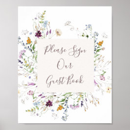 Wildblommans vattenfärg Skriv under vår gäst Poster