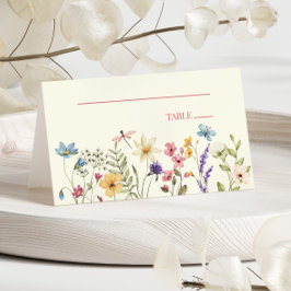 Wildblommans Vild Flowers Blommigt Baptism Placeringskort