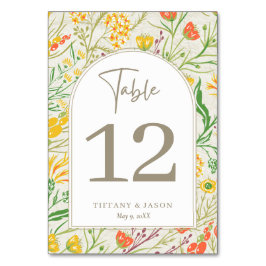Wildblommans Vild Meadow Outdoor Bröllop Bordsnummer