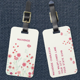Wildblommart Art Personlig Namn Bagagebricka