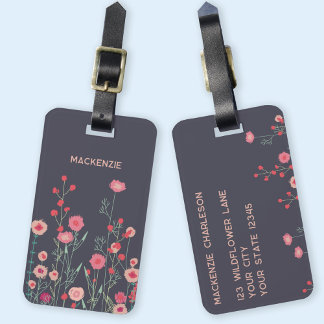 Wildblommart Art Personlig Namn Bagagebricka