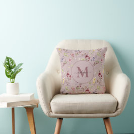 WildblomMauve Monogram Gift Dekorativ kudde