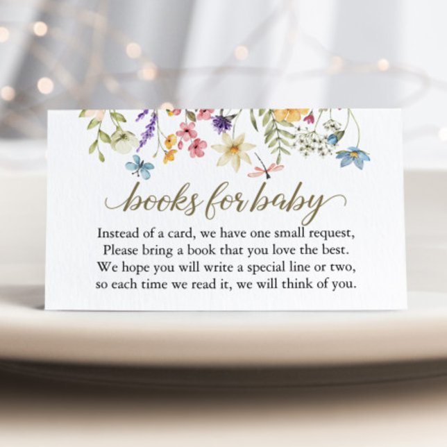 WildblommBaby Shower Bok begär Baby i bloom i Bloo Tilläggskort (Books for Baby Book Request Cards)