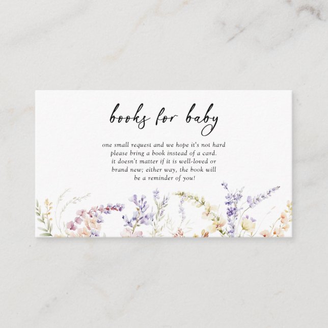 WildblommBaby Shower Bokar för Baby Tilläggskort (Framsida)